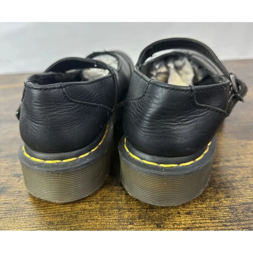 Dr. Martens Black Leather Mary Jane Flats Buckle T-Strap US Size 9 Goth Punk Y2k - Picture 10 of 14
